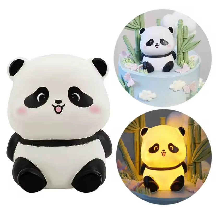 Panda LED Night Light Living Room Cute Panda Plastic Lamp Bedside Decor Creative Kids Night Light Birthday Gift Cake Decor