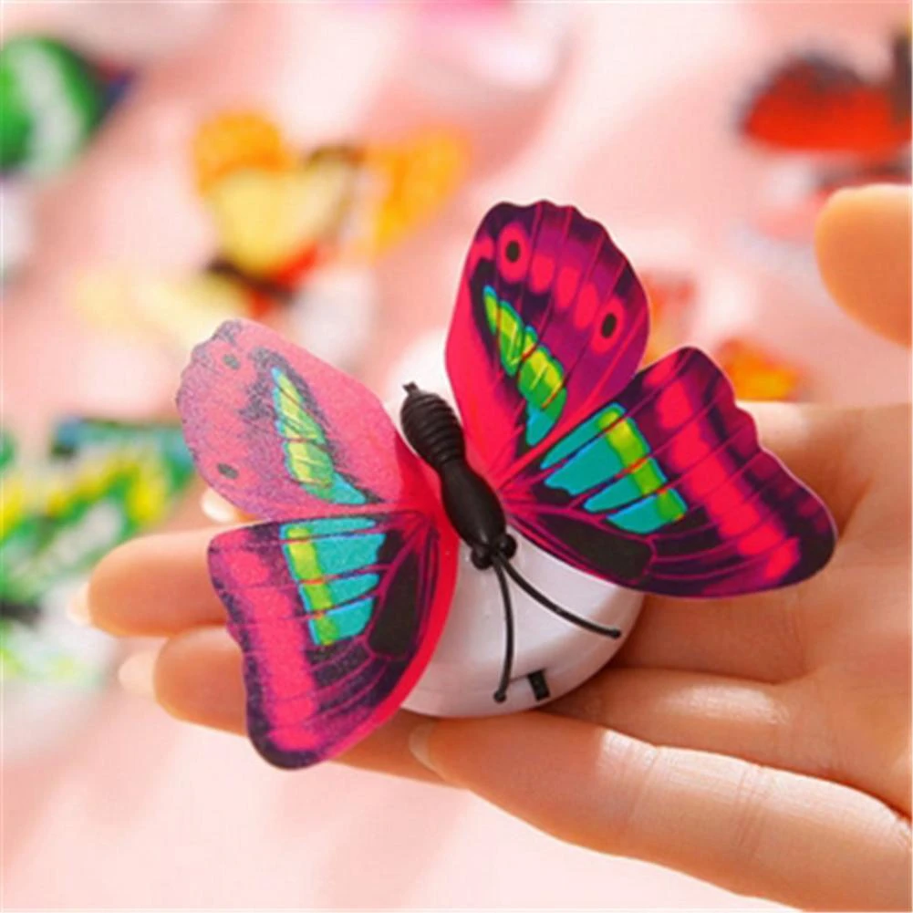 1 piece LED Wall Stickers Colorful Changing Butterfly Glowing Wall Decals Night Light Lamp Home Decor DIY Living Room Wall Sticker/Birthday Party/Weeding Party for boys/Girls