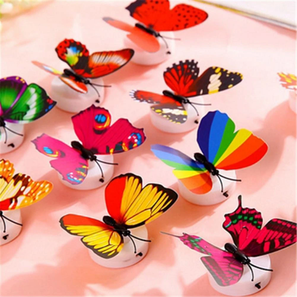 1 piece LED Wall Stickers Colorful Changing Butterfly Glowing Wall Decals Night Light Lamp Home Decor DIY Living Room Wall Sticker/Birthday Party/Weeding Party for boys/Girls