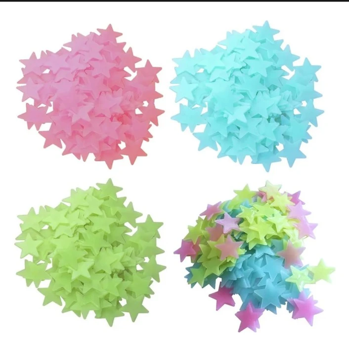 100pcs 3cm Glow-in-the-Dark Luminous Star Stickers - Halloween Home Décor, PVC Kids Room Stickers - Eco-Friendly