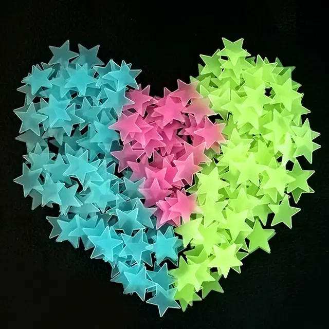 100pcs 3cm Glow-in-the-Dark Luminous Star Stickers - Halloween Home Décor, PVC Kids Room Stickers - Eco-Friendly