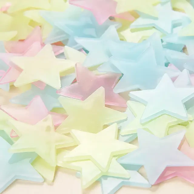 100pcs 3cm Glow-in-the-Dark Luminous Star Stickers - Halloween Home Décor, PVC Kids Room Stickers - Eco-Friendly