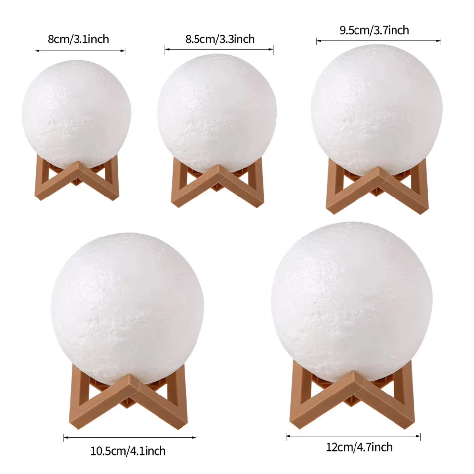 3D Print Moon Lamp Battery LED Night Light Warm Color Moon Lamp Children's Night Lamp Bedroom Decoration Birthday Gifts USB Charging Pat Night Light Led Touch Dimmable Bedside Lamps