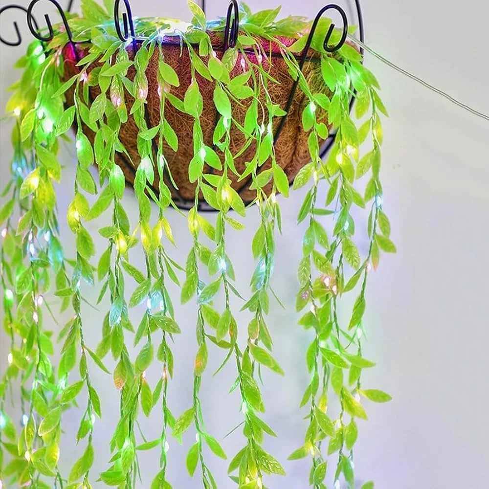 Battery Operated Vine Leaf Fairy String Light, Artificial Mehidi Pata Light for Flower Garland Hanging Plants for Indoor Use Wedding Party Decoration