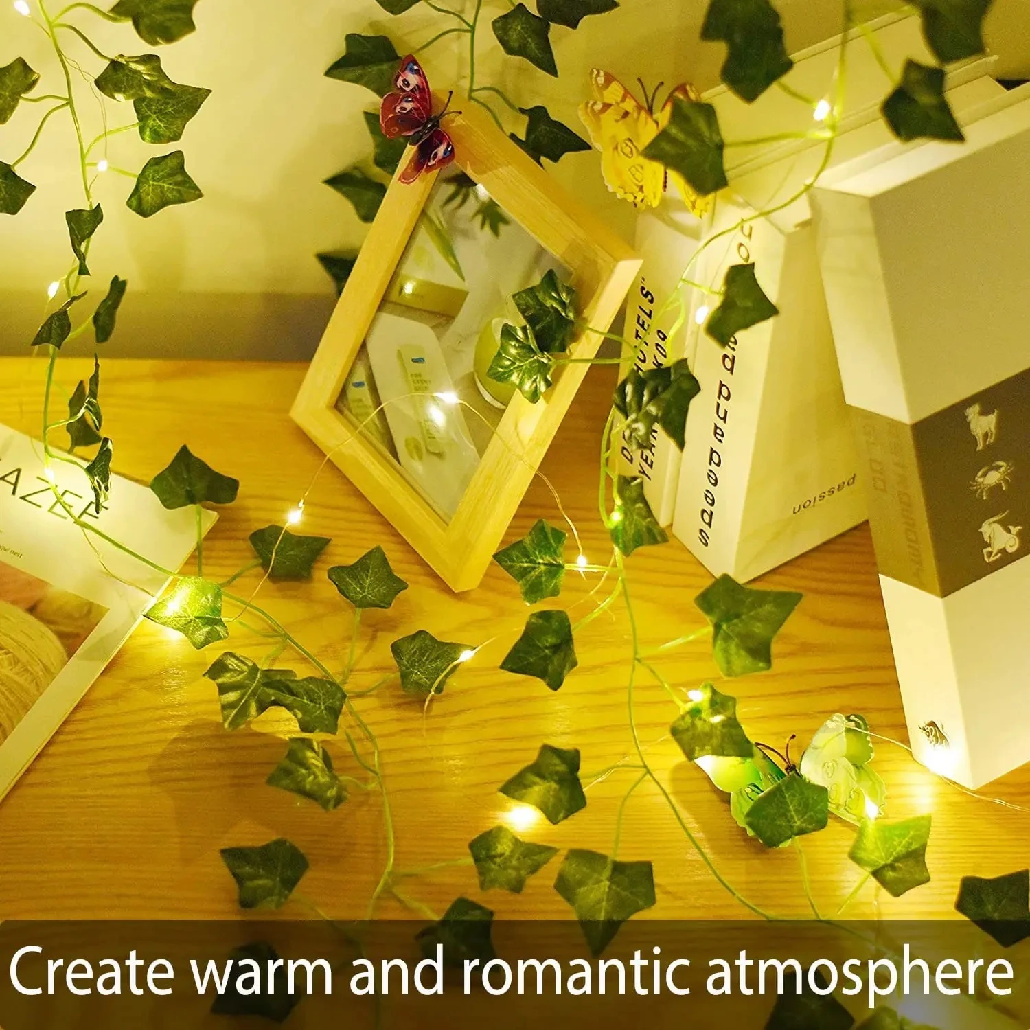 Create a Magical Ambiance with 15 Feet of Artificial Vine Fairy Lights: Flower Green Leaf Design